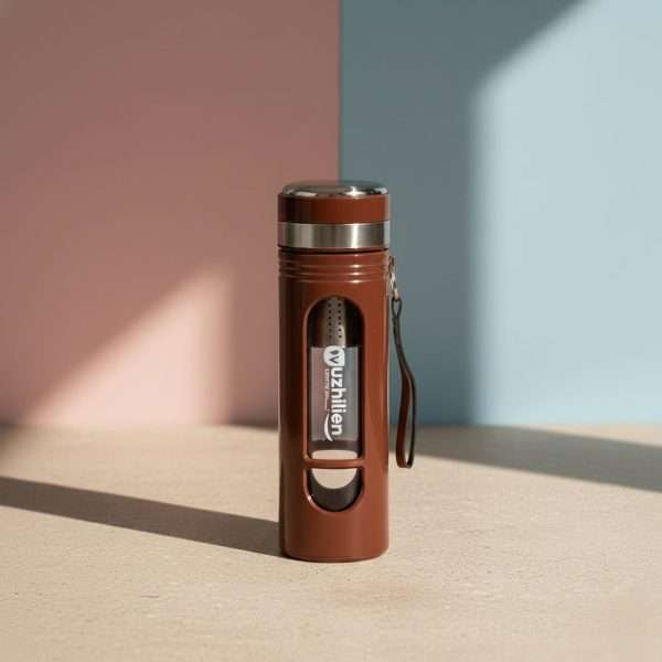 Portable Water Bottle with Inner Filter & Carry Strap