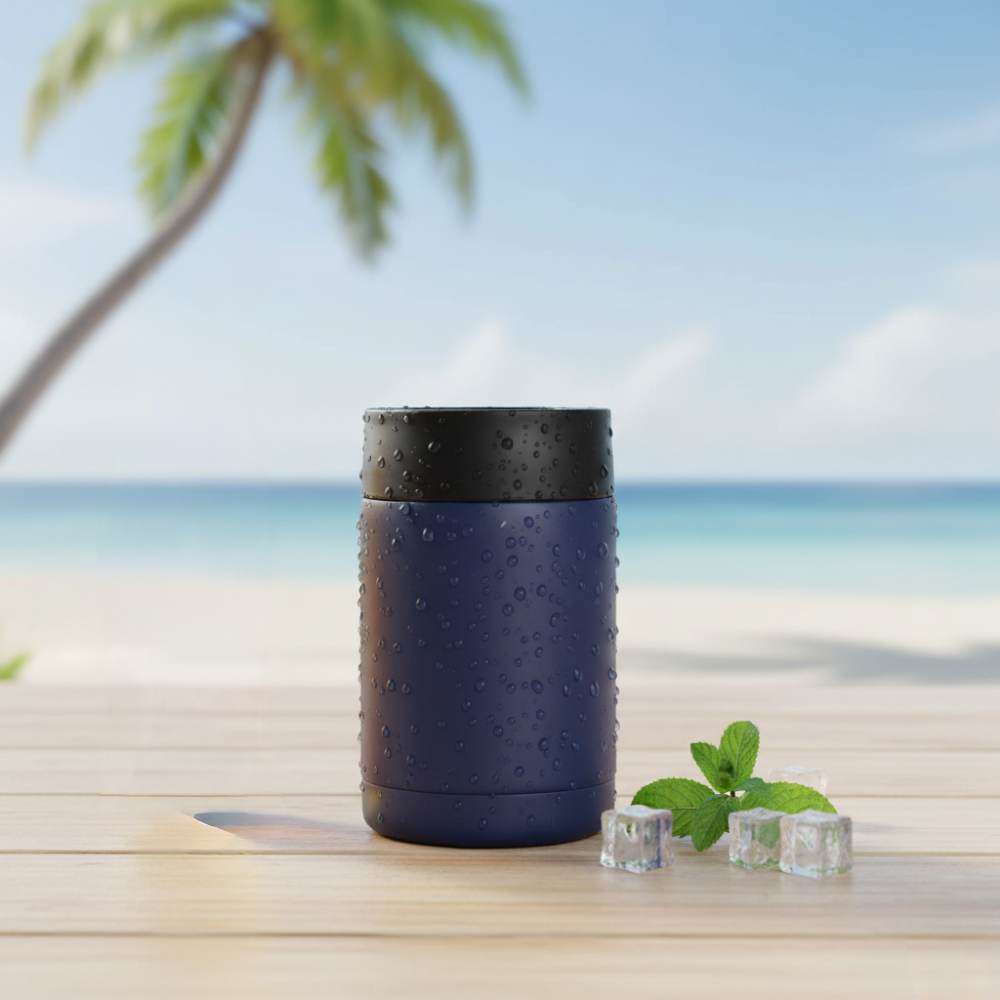 Stainless Steel Beer Can & Bottle Cooler with Built-in Opener - Royal Blue - Image 2