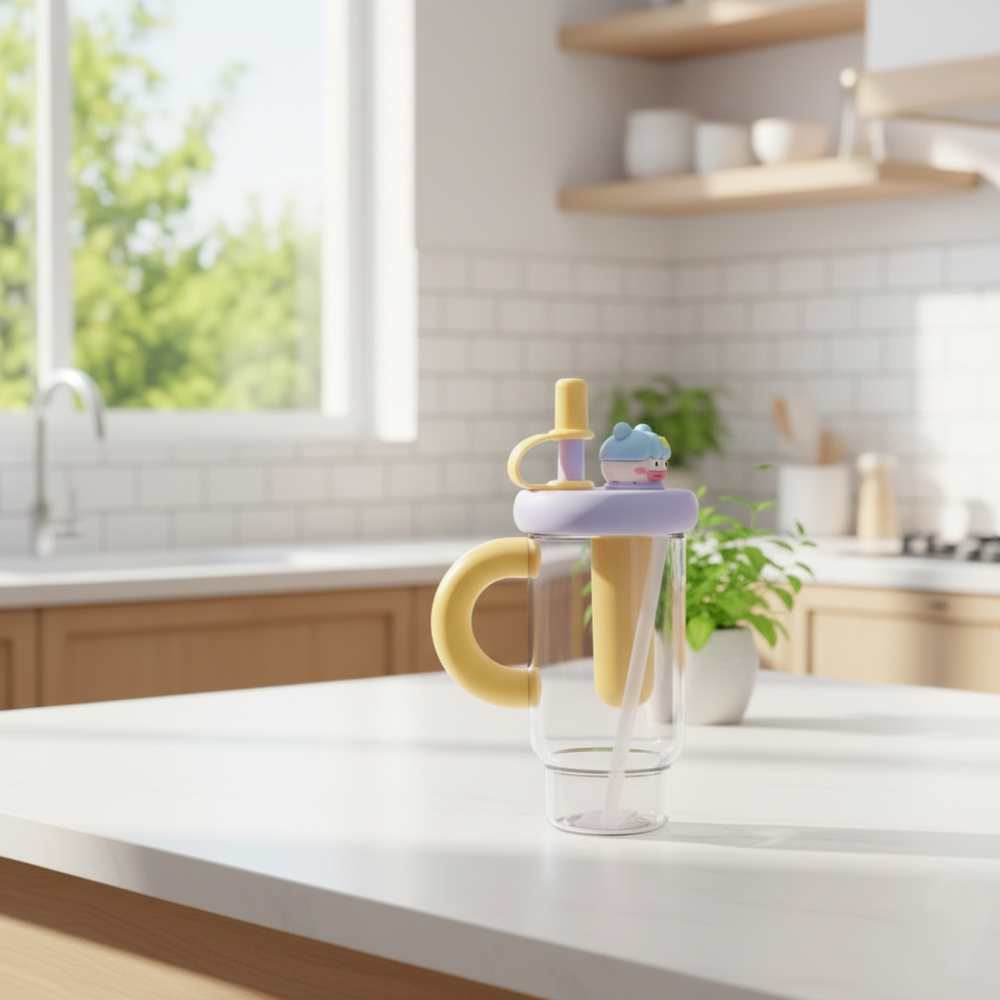 Kids Straw Sipper bottle with Handle & Leak-Proof Lid