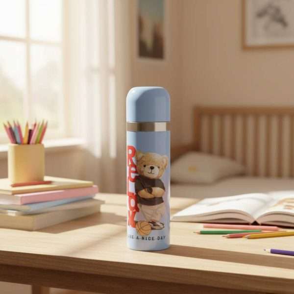 Cute Teddy Print Water Bottle for Kids