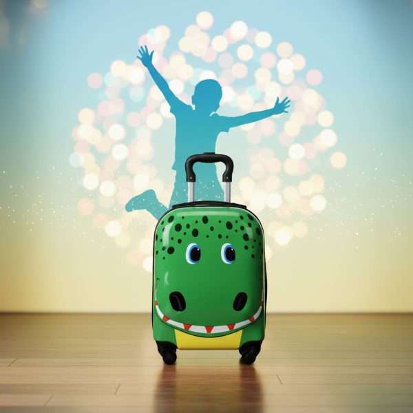 Kids Green Dinosaur Suitcase - Fun Travel Companion