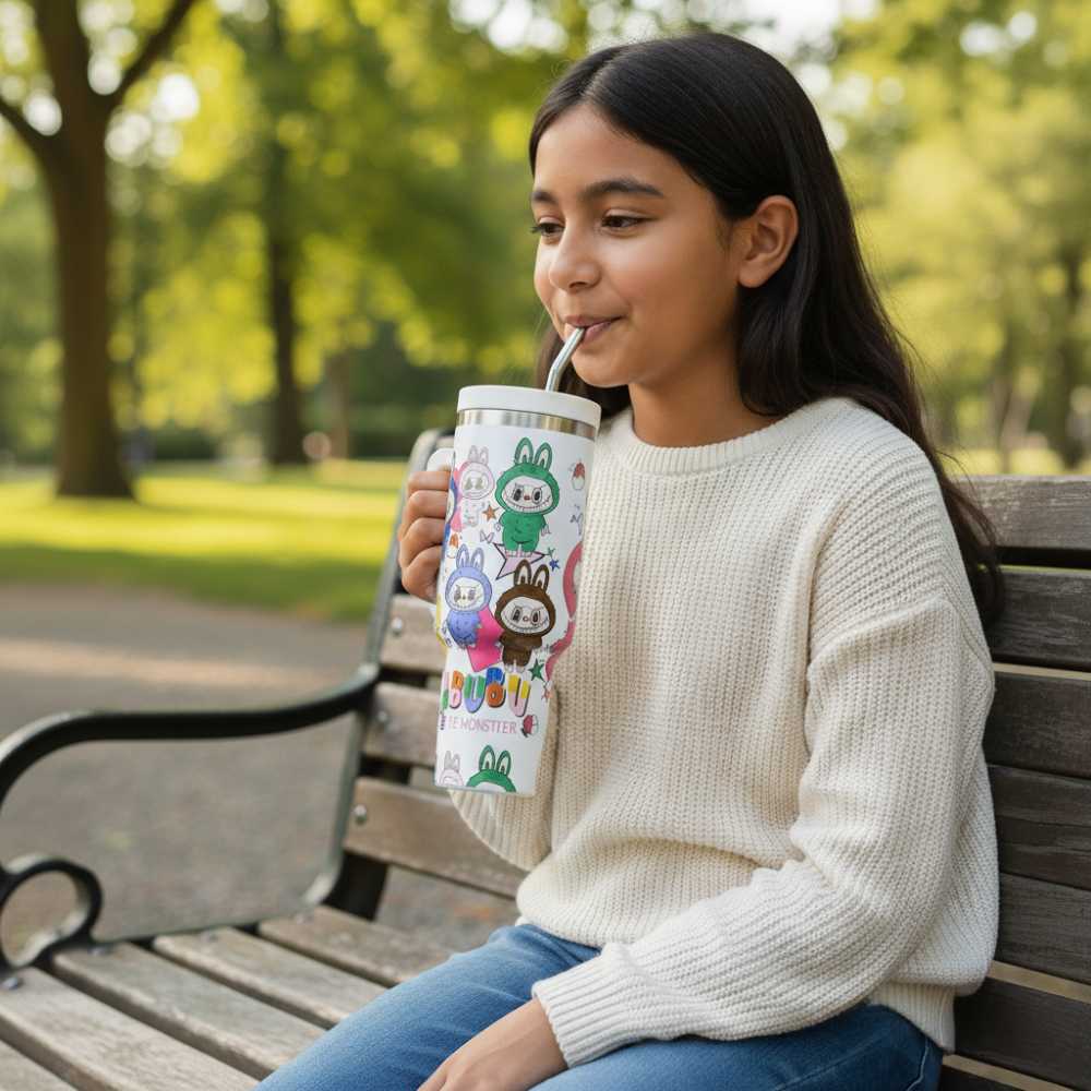Labubu Printed Kids Sipper Bottle with Straw