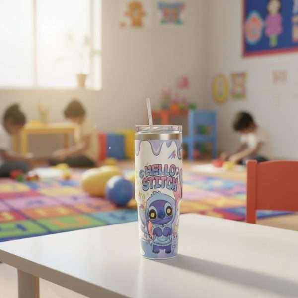 Hello Stitch Printed Kids Sipper Bottle with Straw