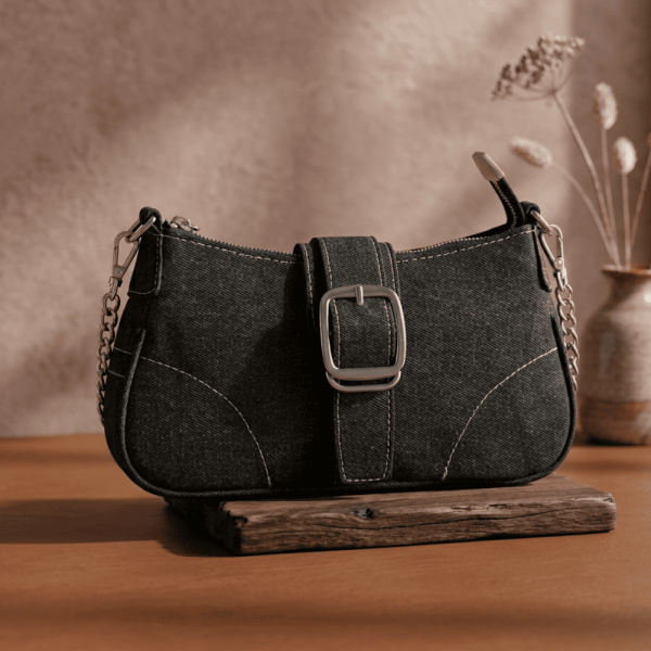 Denim Buckle Detail Handbag