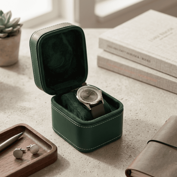 Premium Green Leather Single Watch Box