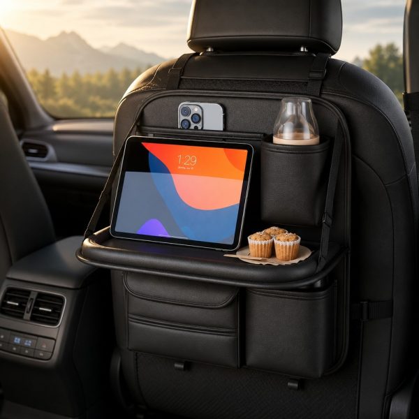 Multi-Pocket Leather Car Backseat Storage