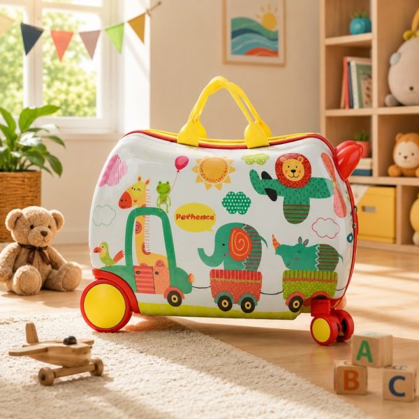 Portable Rolling Suitcase with Animal Graphics