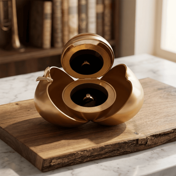 Gold Apple-Shaped Ring Box