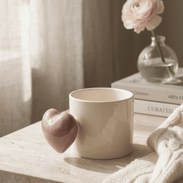 Heart-Handle Ceramic Coffee Mug