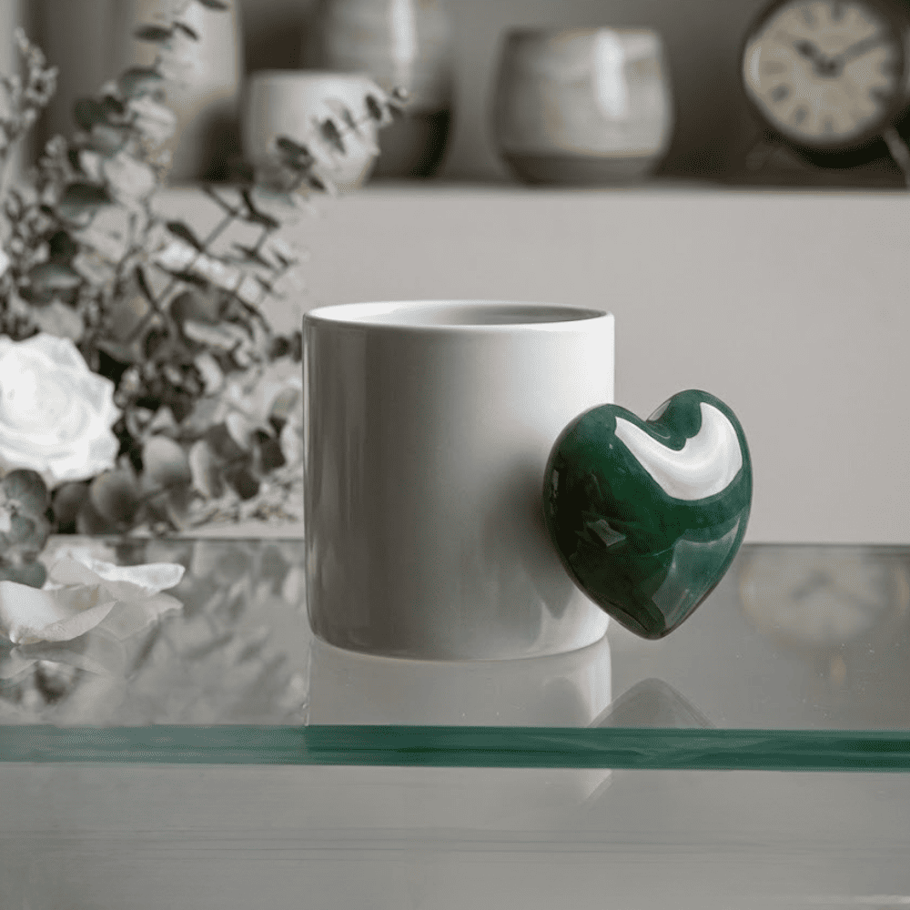 Heart-Handle Ceramic Coffee Mug - Image 2
