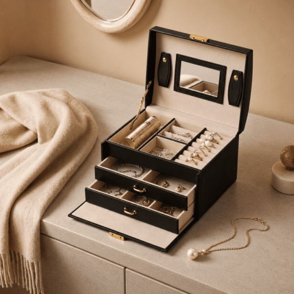 Luxury Multi-Layer Jewellery Organizer Box with Mirror