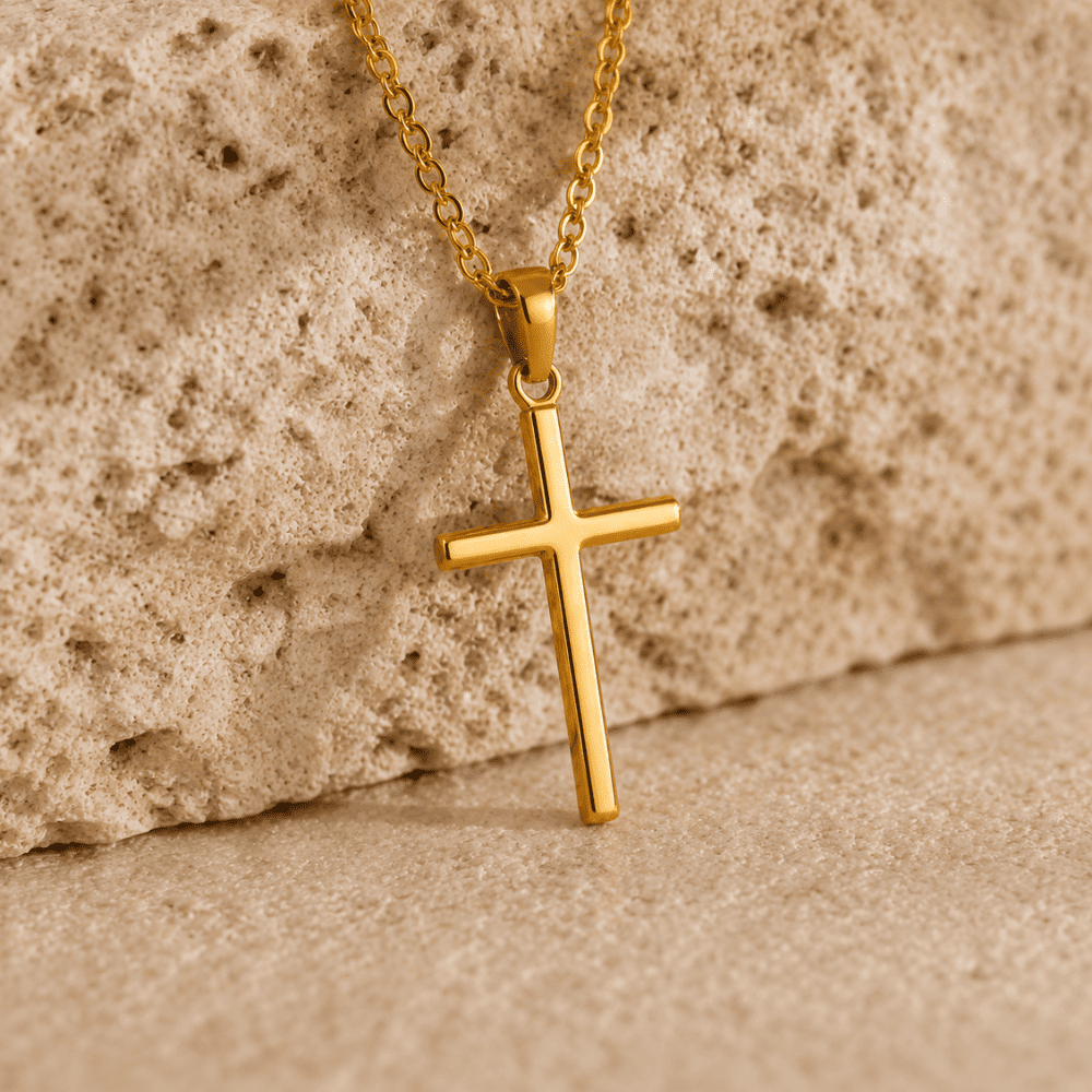 Minimalist Gold Cross Pendant Necklace for Women - Image 4