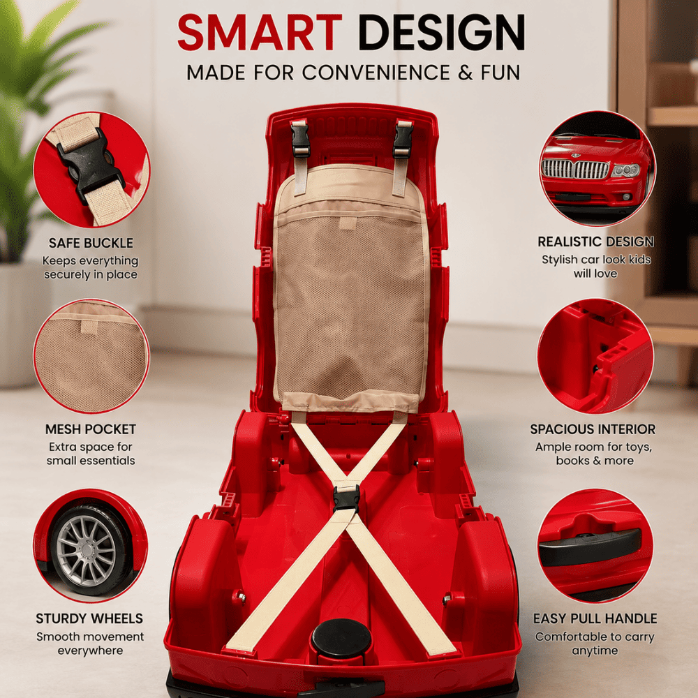 Kids Car-Shaped Ride-On Travel Suitcase - Image 2