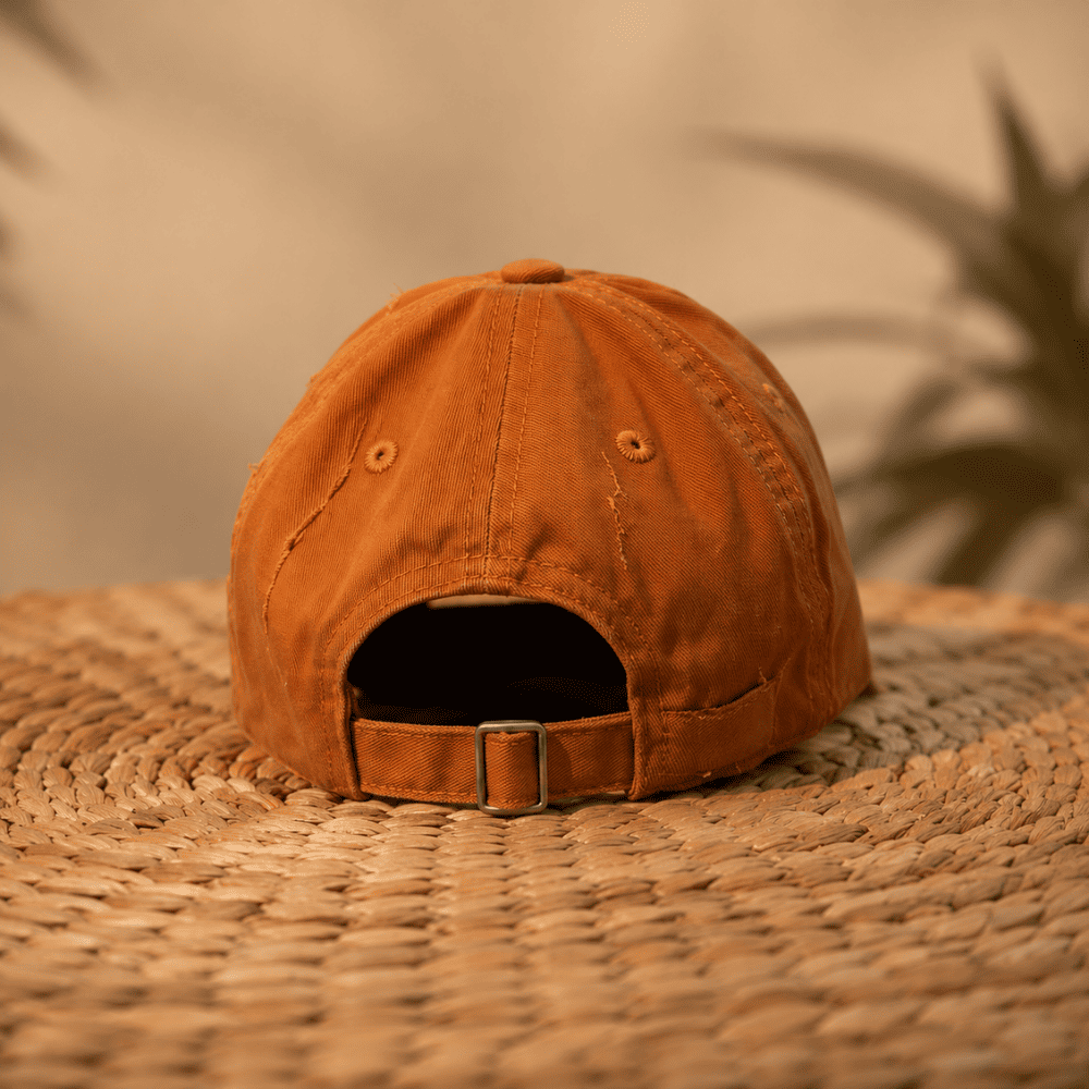 Running Embroidered Distressed Cap – Orange - Image 4