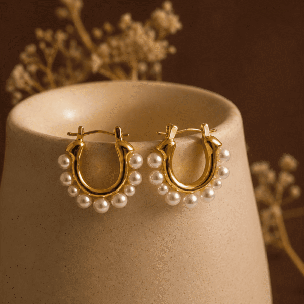 Elegant Pearl Hoop Earrings for Women