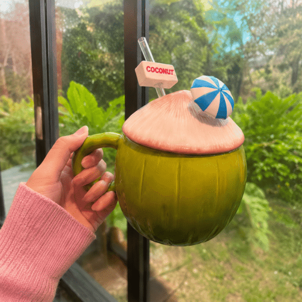 Creative Coconut Mug with Lid & Straw