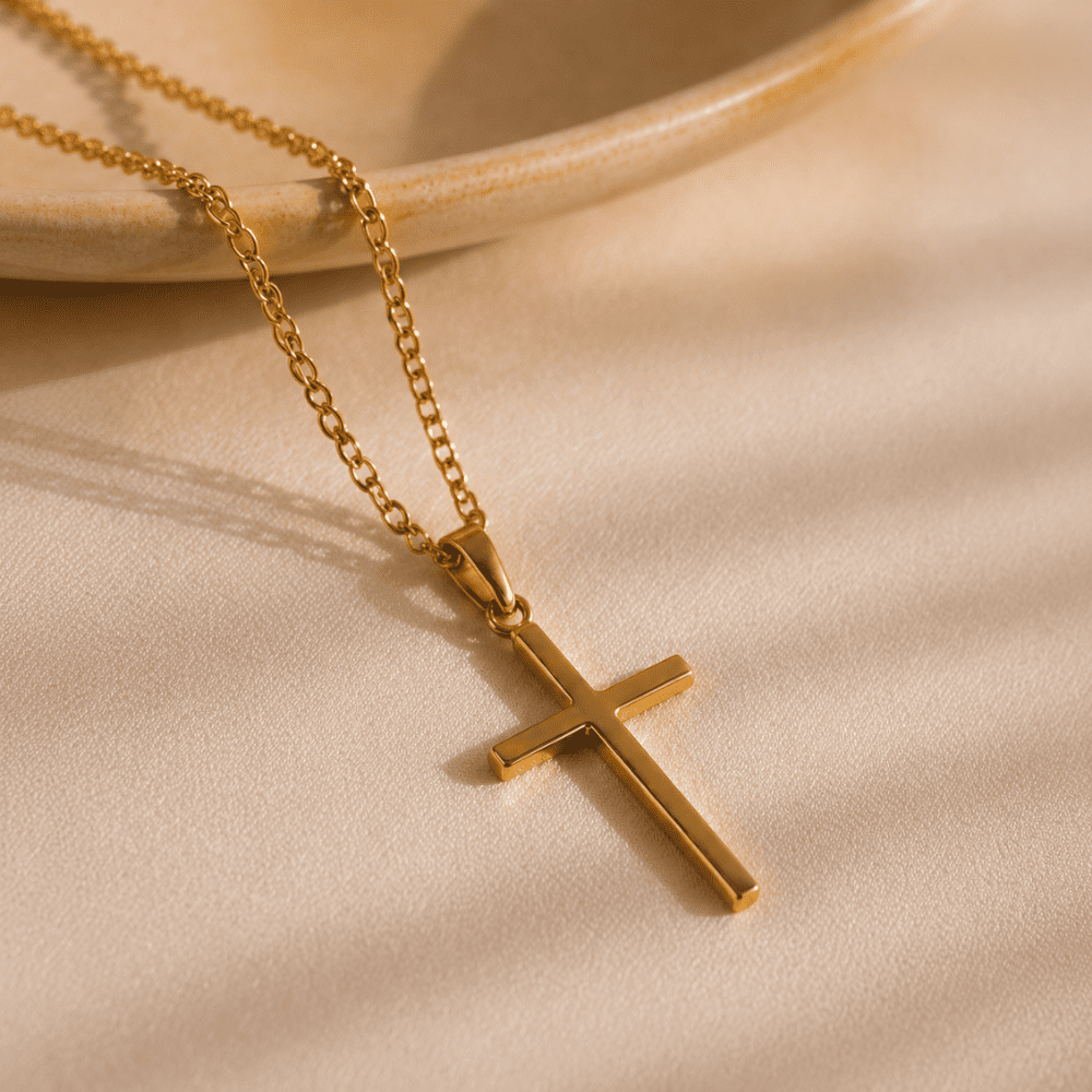 Minimalist Gold Cross Pendant Necklace for Women - Image 2