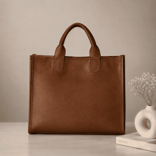 Classic Brown Leather Office Tote Bag