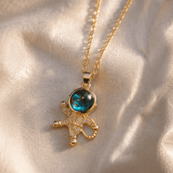 Gold Plated Astronaut Pendant Necklace for Women & Girls