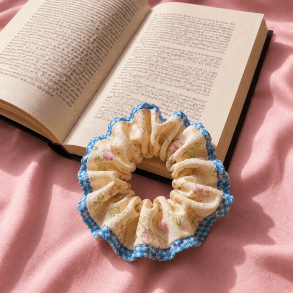 Floral Ruffle Scrunchie – Soft & Stylish Hair Accessory