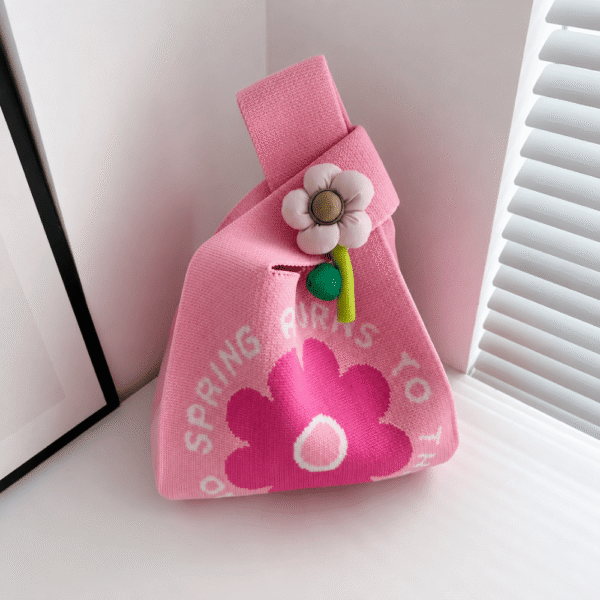 Cute Floral Knitted Handbag for Women