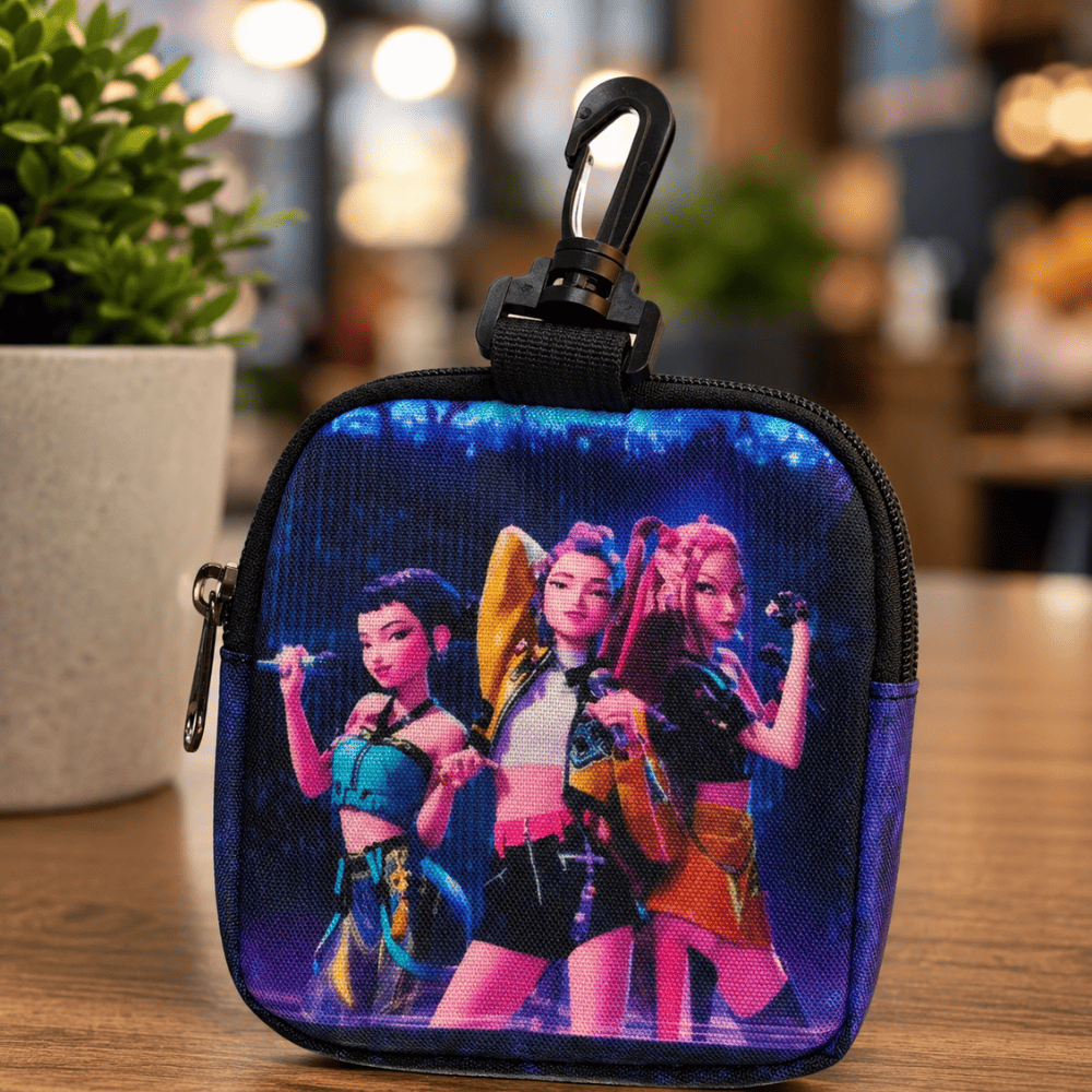 K-Pop Demon Hunters Printed Kids Coin Pouch with Carabiner Hook