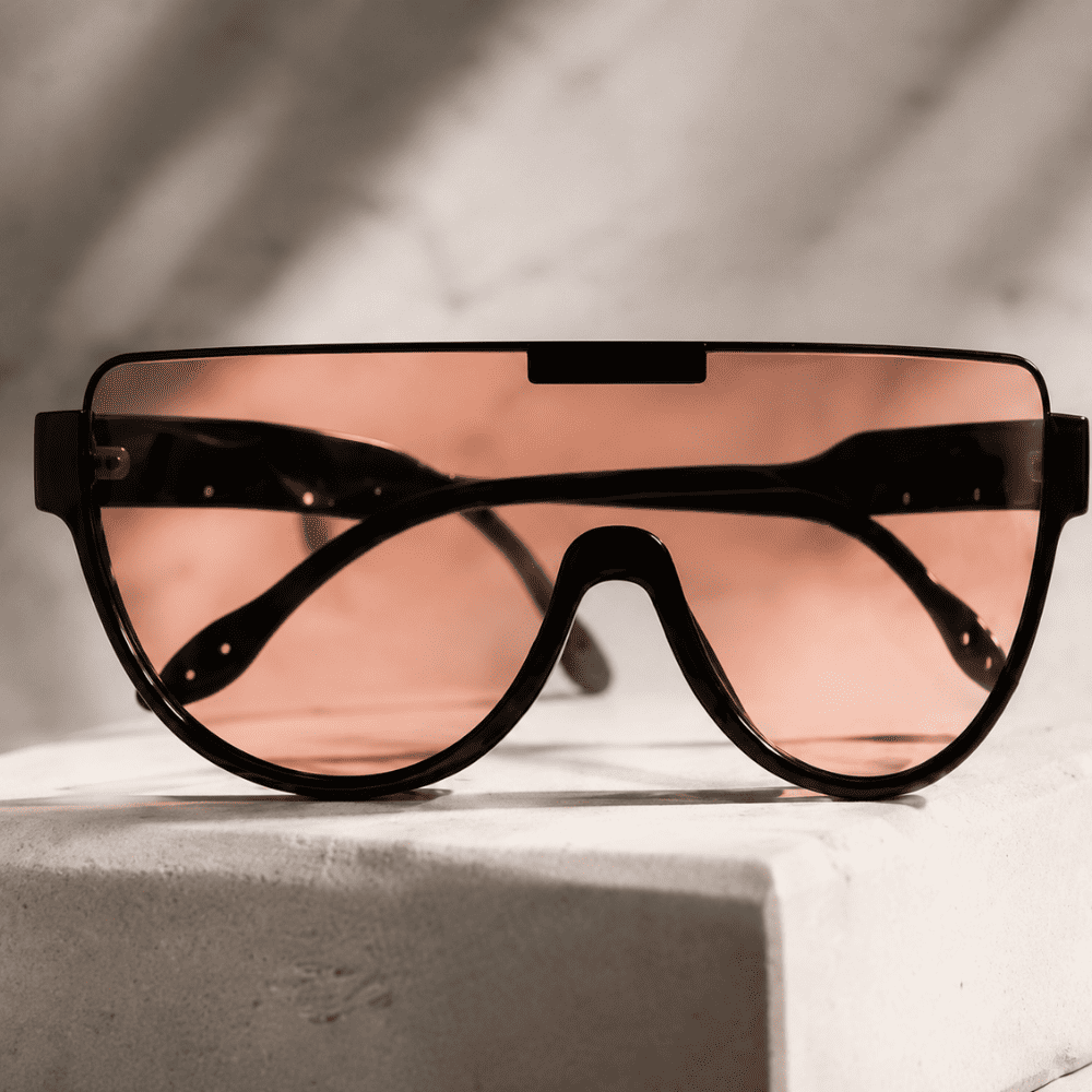 Oversized Shield Pink Tint Sunglasses for Men & Women