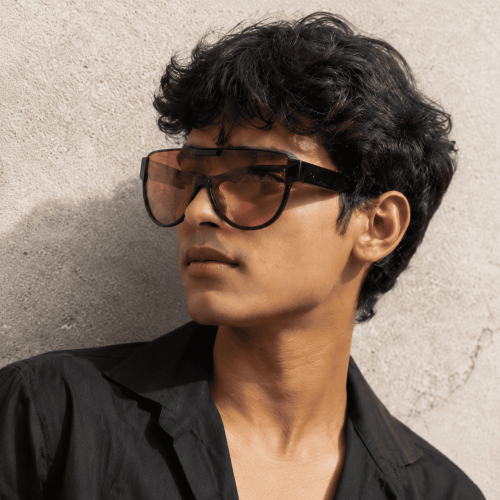 Oversized Shield Pink Tint Sunglasses for Men & Women - Image 3