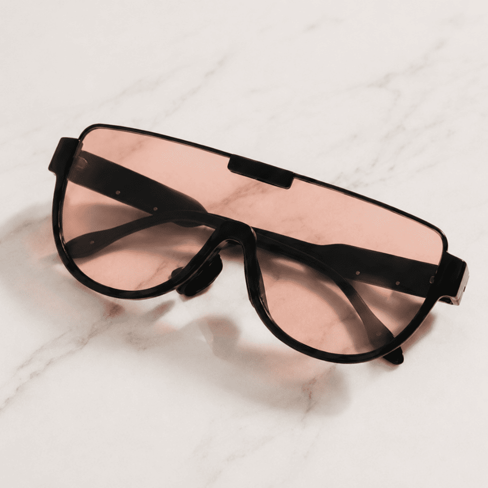 Oversized Shield Pink Tint Sunglasses for Men & Women - Image 2